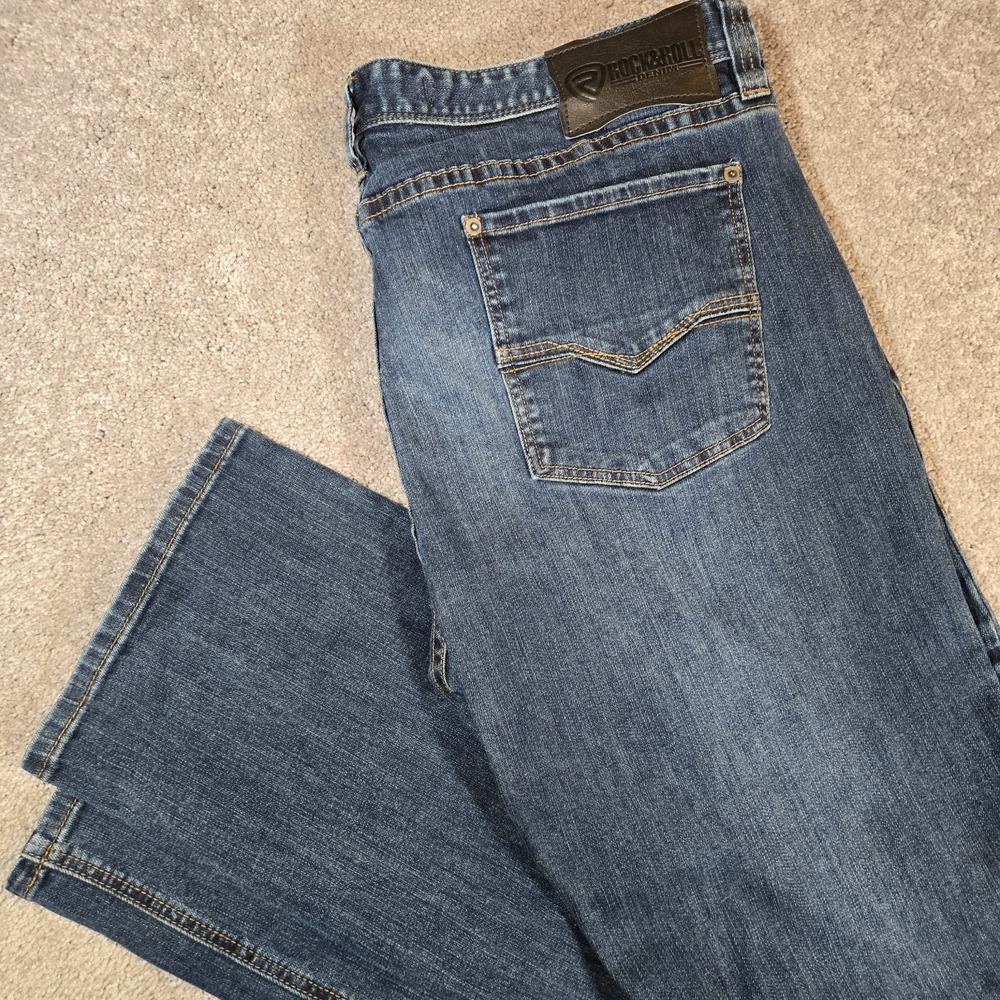 Rock & Roll Denim Revolver Slim Straight Leg Jeans 42 x 34 Stretch
